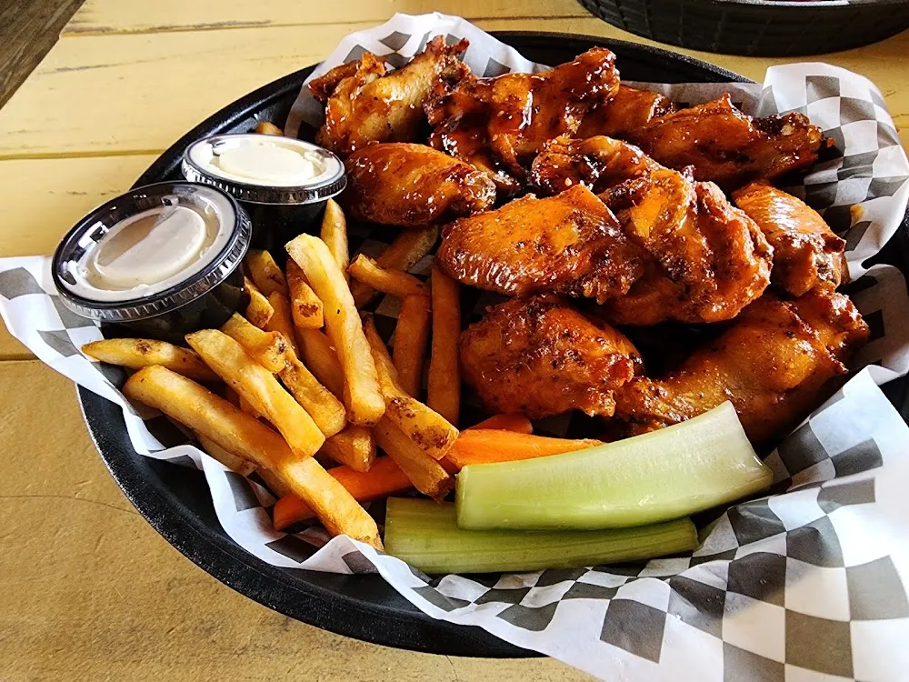 Buffallo and Teriyaki Chicken Wings with Fries