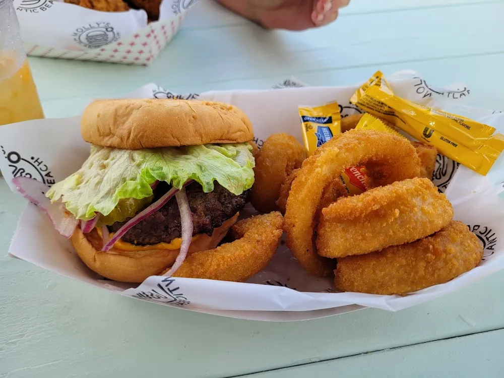Molly Burger and Onion Rings